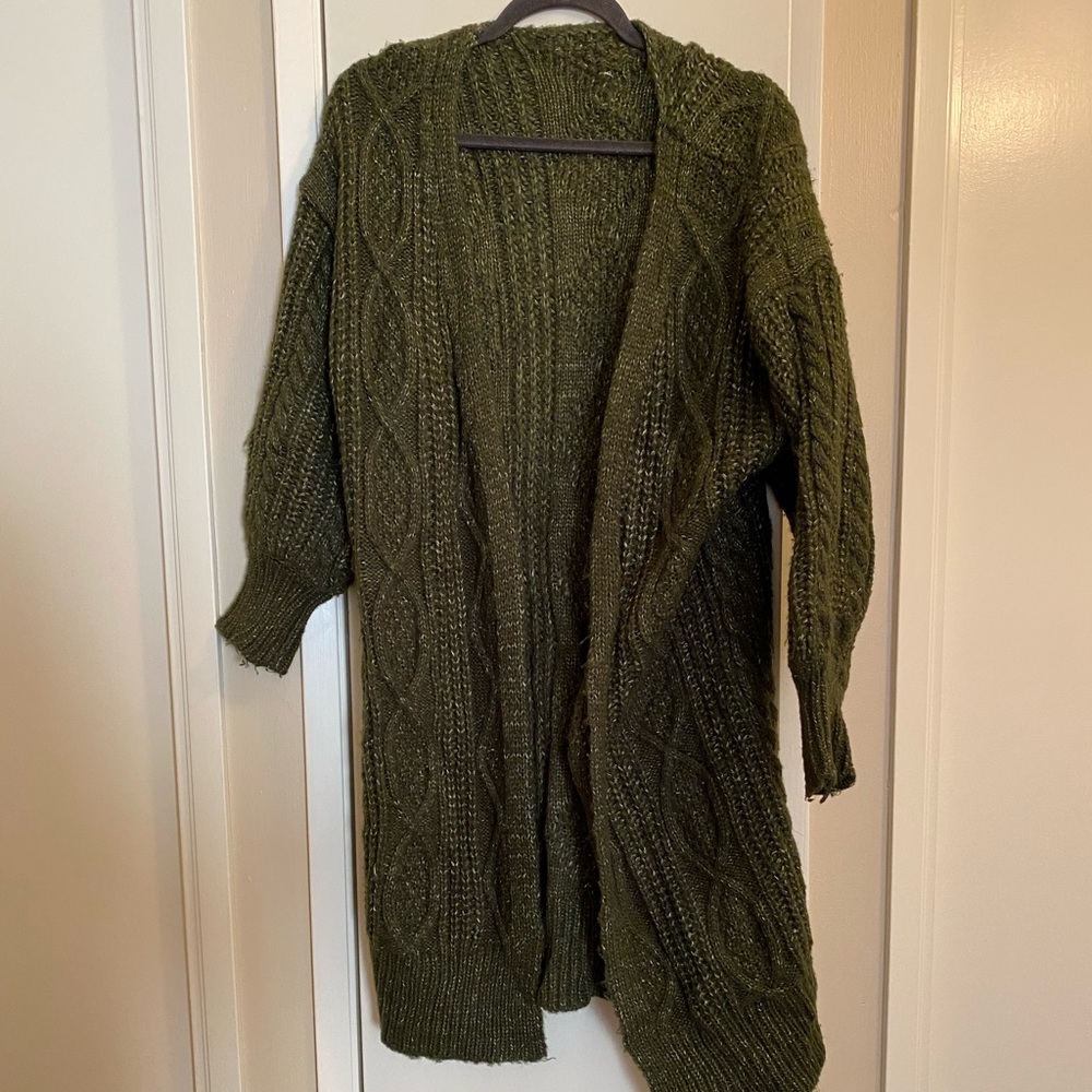 Green winter cardigan